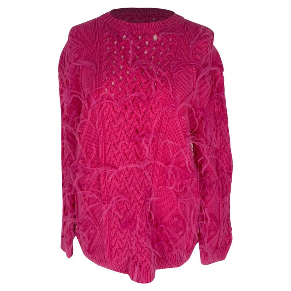 Valentino Garavani Feather-detailed Knitwear Sweater in Pink Wool